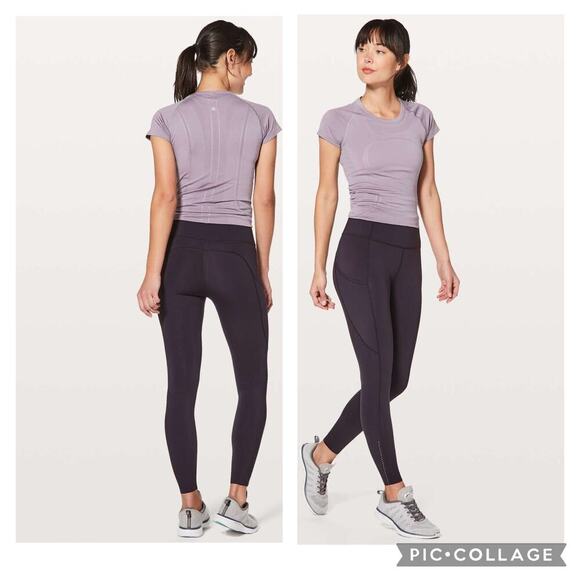 Lululemon Fast & Free 7/8 Tight (Nulux 25") Black Grape Womens Size 8 EUC - Picture 1 of 9